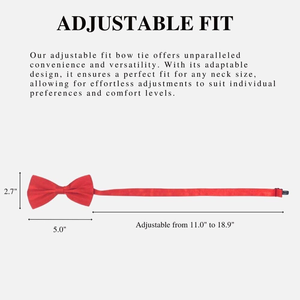 Bow Ties for Men Pre-Tied Adjustable - Classic Men's Bow Tie - Tuxedo Wedding Fo - Picture 5 of 7